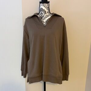 Athleta Cozy Karma Brown Quarter Zip Sweatshirt